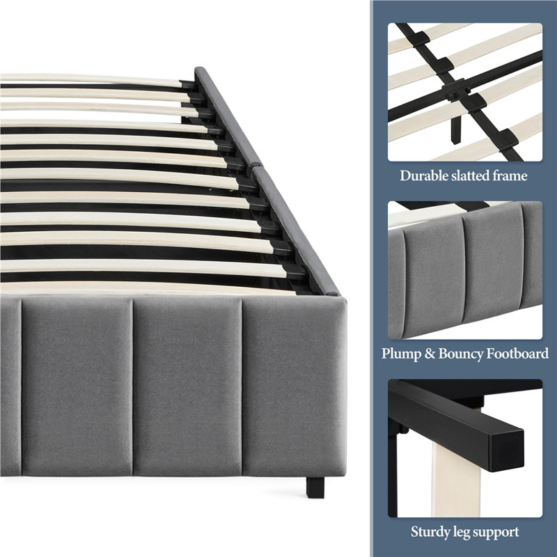 Yaheetech Size Upholstered Metal Storage Bed & Reviews | Wayfair